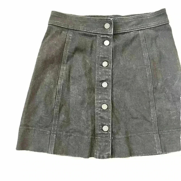 J crew mercantile Button Front Mini Skirt Denim black womens Size 4 - Picture 2 of 6